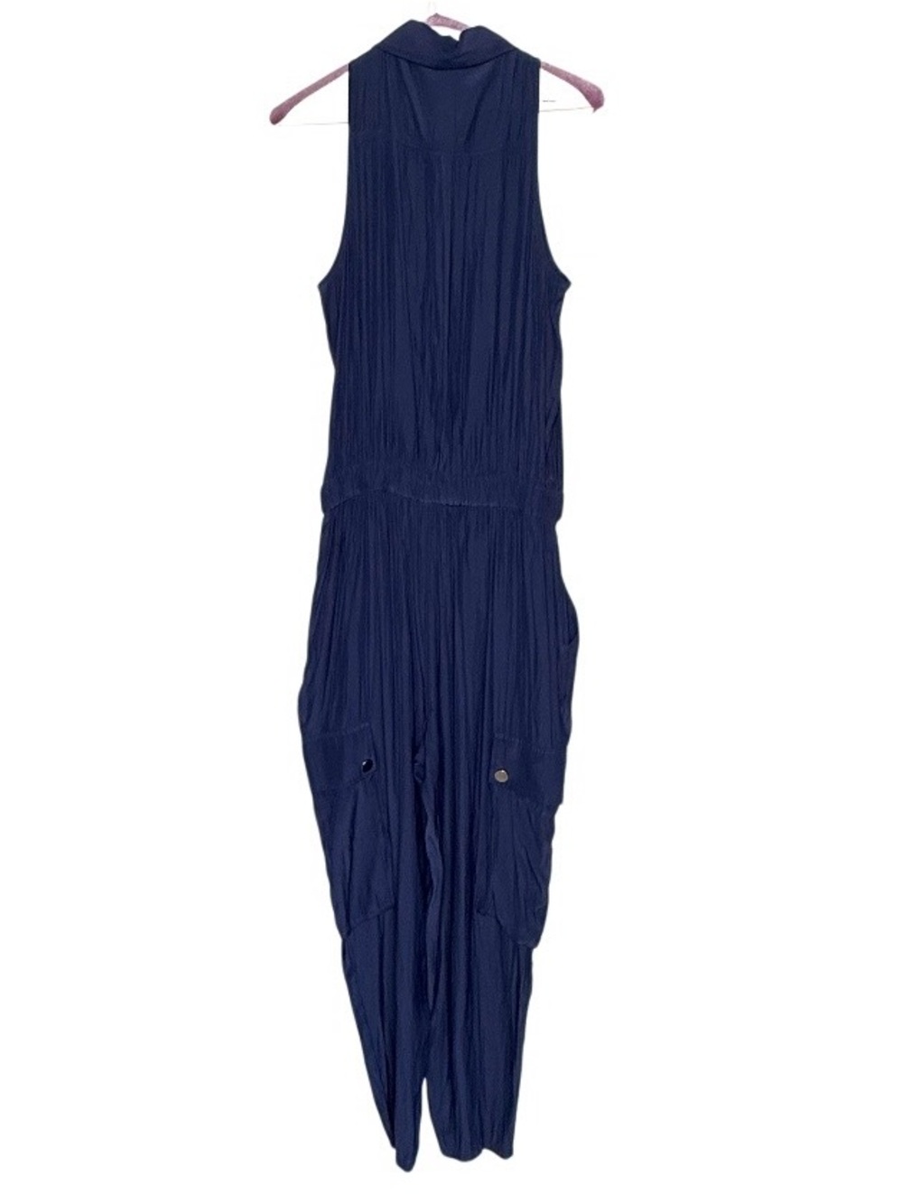 Ramy Brook Callie Button Down Cargo Jumpsuit Navy Sleeveless
Belted Size M - Picture 4 of 13